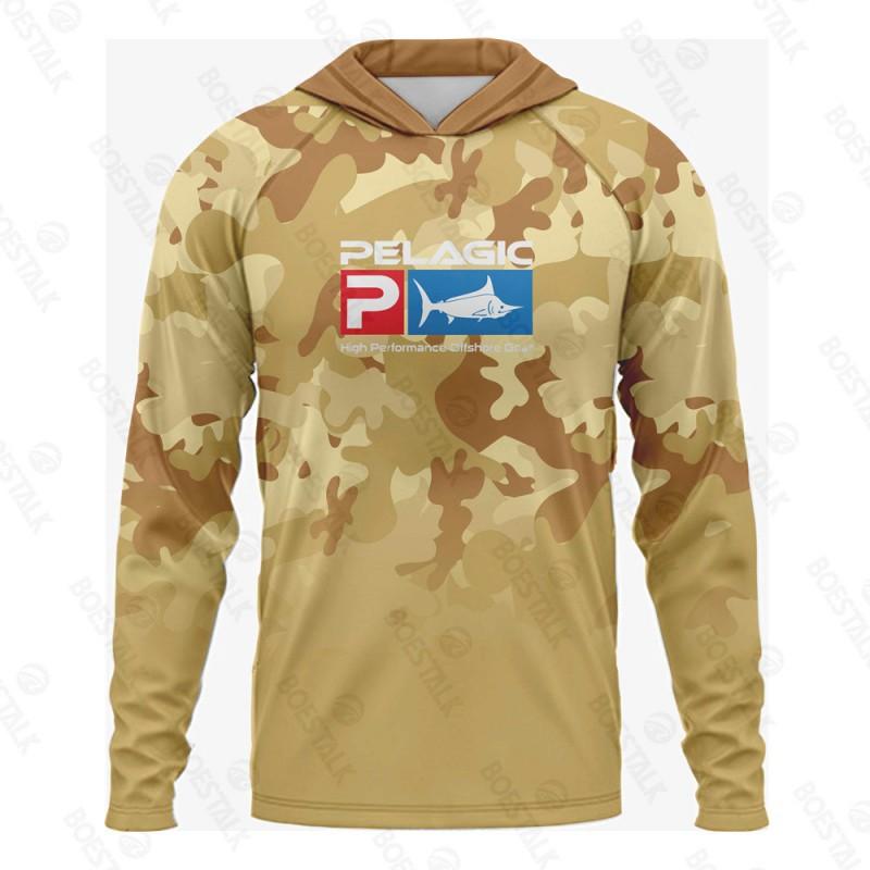 Mens UPF 50 Quick-Dry Fishing Shirt With Hood Lightweight Breathable Long Sleeve Summer Outdoor Angling