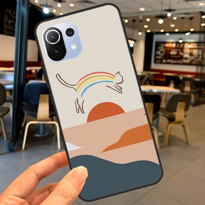 Cat Mount Fuji Japan Landscape For POCO F5 Pro X4 F4 GT C40 M5s F3 X3 X5 Pro Case For Xiaomi 13 12 Lite 12T 11T Pro Cover