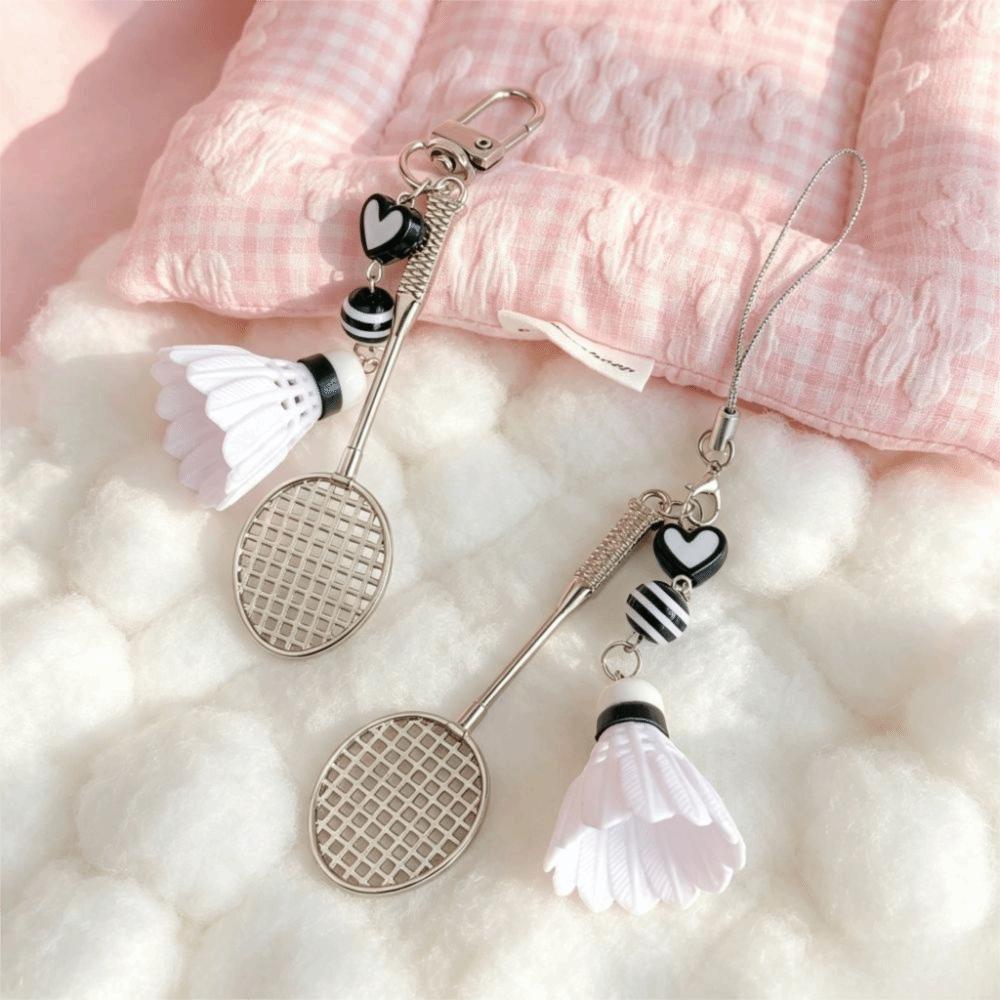 Creative Design Badminton Racket Keychain Mini Size Badminton Pendant Keyring Bag Ornament