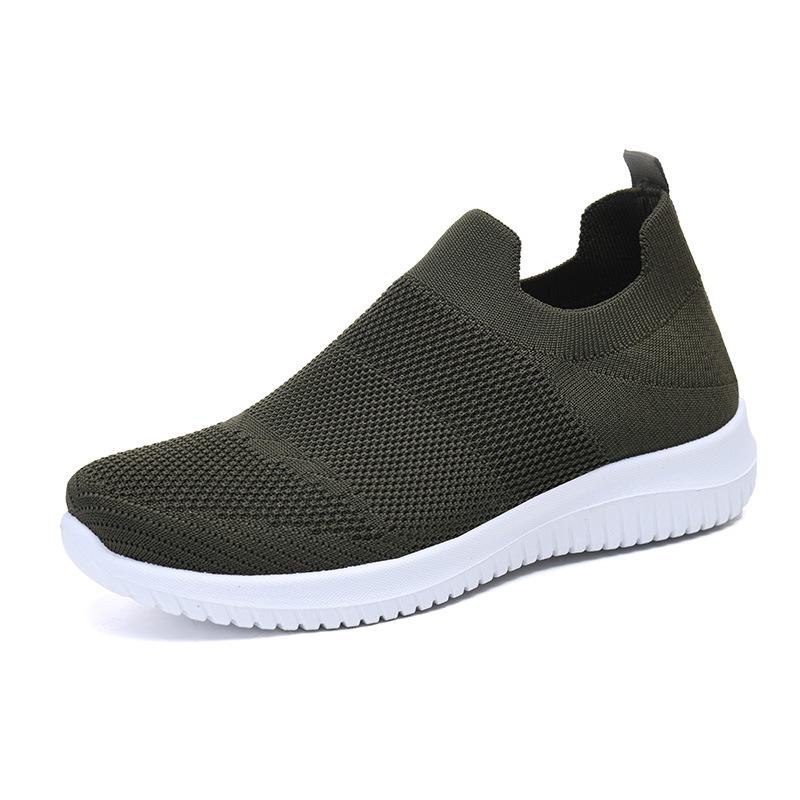 Damen Cross-Border Fly-Knit Slip-On Schuhe: Leichte, atmungsaktive Mesh-Sneaker für den Sommer - Weiche Sohle, bequem, ideal für Mütter und Senioren.