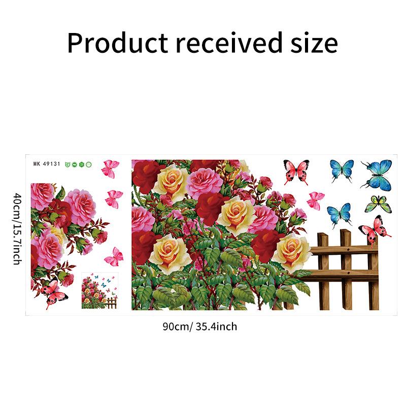 Floral Butterfly Wall Stickers Home Decor for Bedroom Living Room Entrance Door Decoration