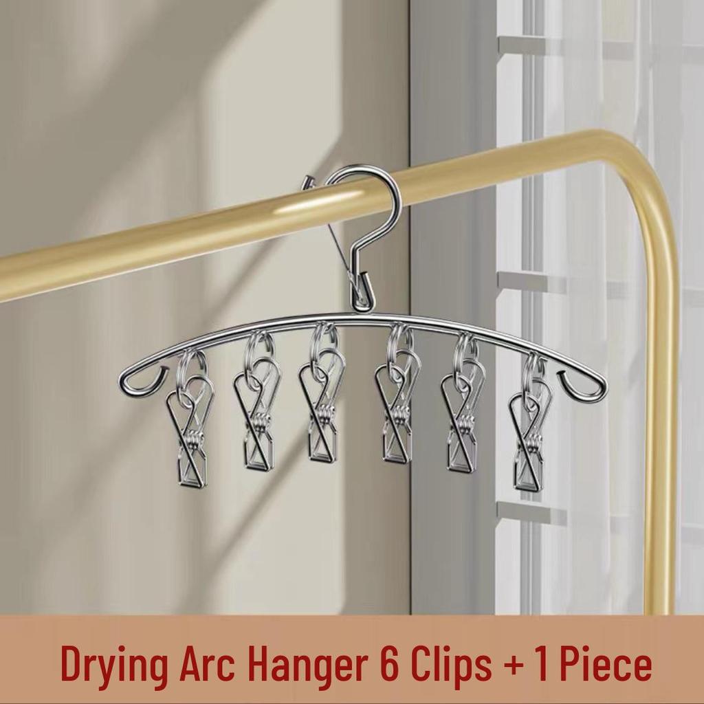 Stainless Steel Windproof Multi-Clip Clothes Drying Rack for Home and Dorm