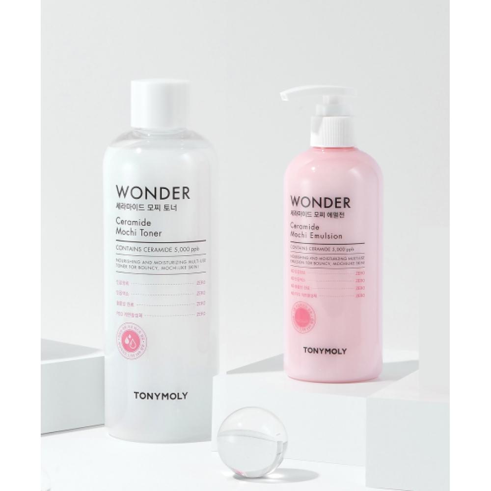 Tonymoly Wonder Ceramide Mochi Toner 500ml + Mochi Emulsion 300ml FREE