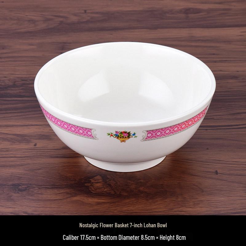 Hong Kong Style Vintage Ceramic Tableware: Fish Plate, Kway Teow Dish, Noodle Soup Bowl, Rice Bowl.