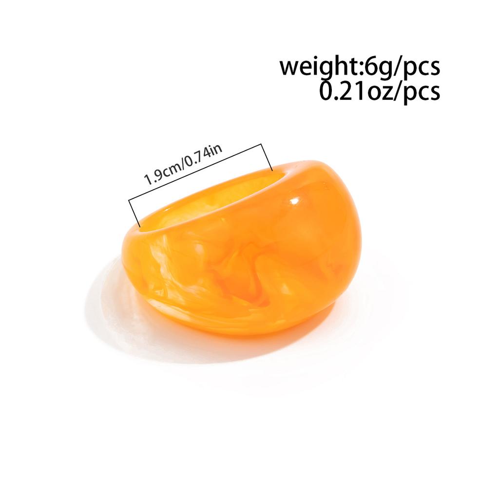 Y2K Colorful Gradient Transparent Resin Ring Water Drop Vintage Temperament Smooth Acrylic Finger Ring Charm Aesthetics Jewelry