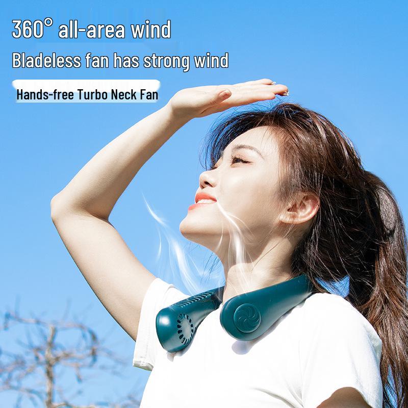 Portable Neck-Hanging Bladeless Fan with USB Charging, 3-Speed Silent Operation for Office, Outdoor, and Sports Use
