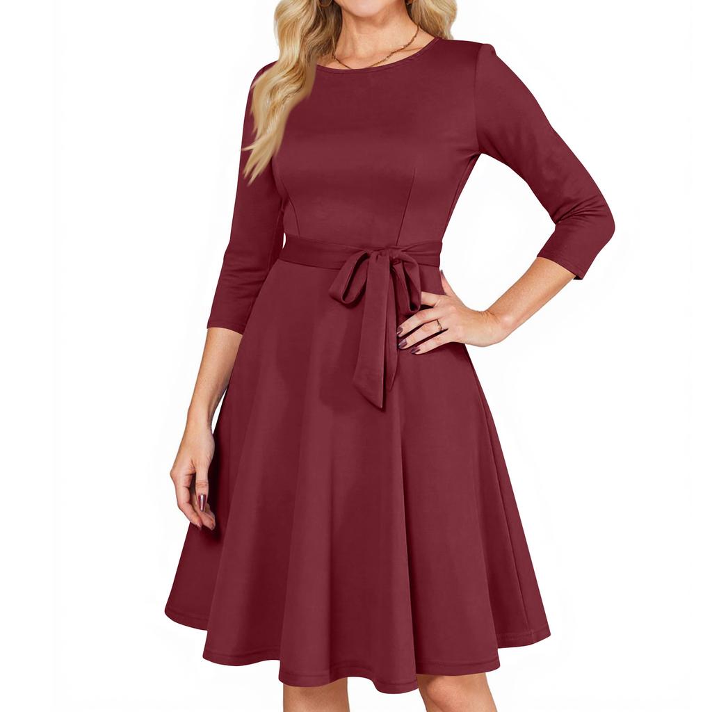 Women's Cocktail Dresses 3/4 Sleeve Vintage Wedding Guest Dress