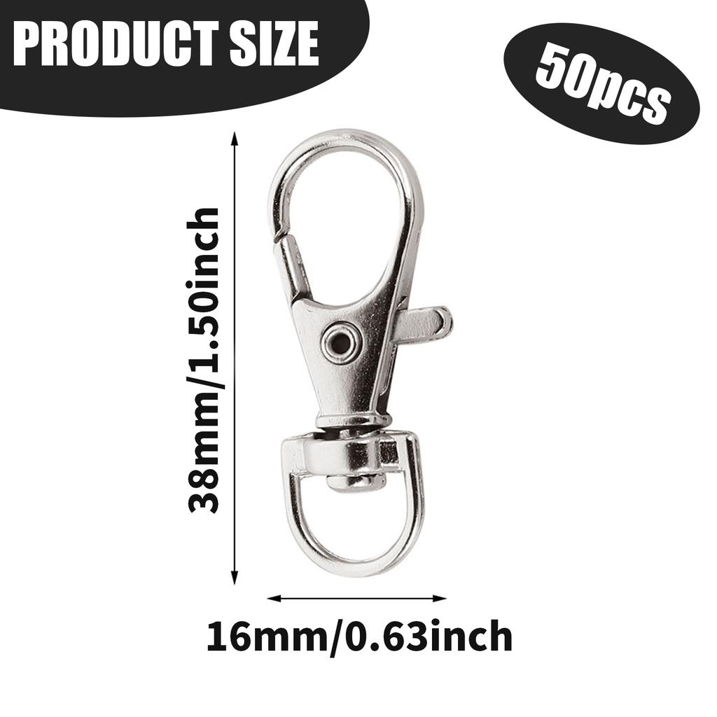 25/50/200Pcs Swivel Lobster Clasp Snap Hooks Stainless Steel Key Ring Clasp D Ring Snap Hook for Keychains Jewelry DIY Crafts