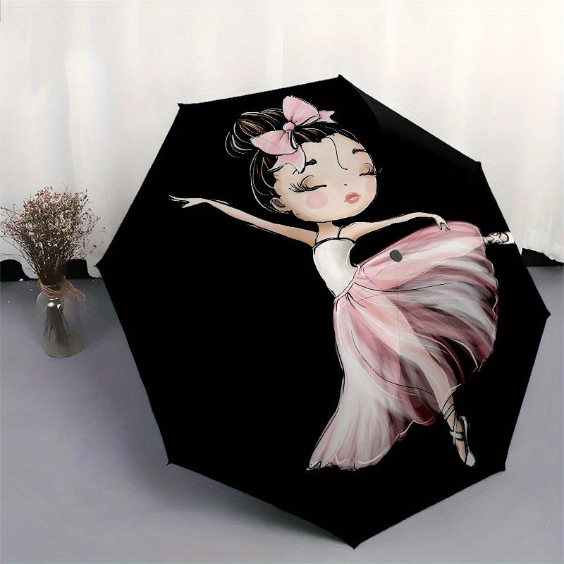 Ballerina, Dance themed Eight rib Automatic Folding Umbrella Is Suitable for Both Men and Women, Making It A Perfect Christmas and Valentine