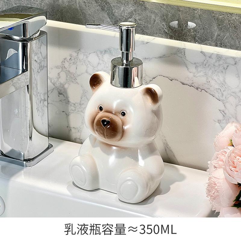 Ceramic teddy bear hand sanitizer press bottle bathroom shampoo and shower gel dispenser bottle bathroom soap dispenser