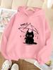 Cute American Style Kids Hoodie Autumn Winter Thick Fleece Funny Umbrella Cat Front Print Long Sleeve Sweatshirt