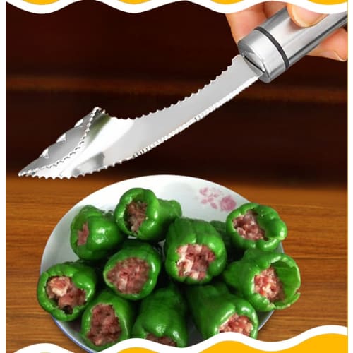 Jalapeno Pepper Corer - Core Decider To Peel or Slice Bell Banana or Chili Tops for Roasting Poppers In the Grill Smoker or Oven - Stainless Steel Kit