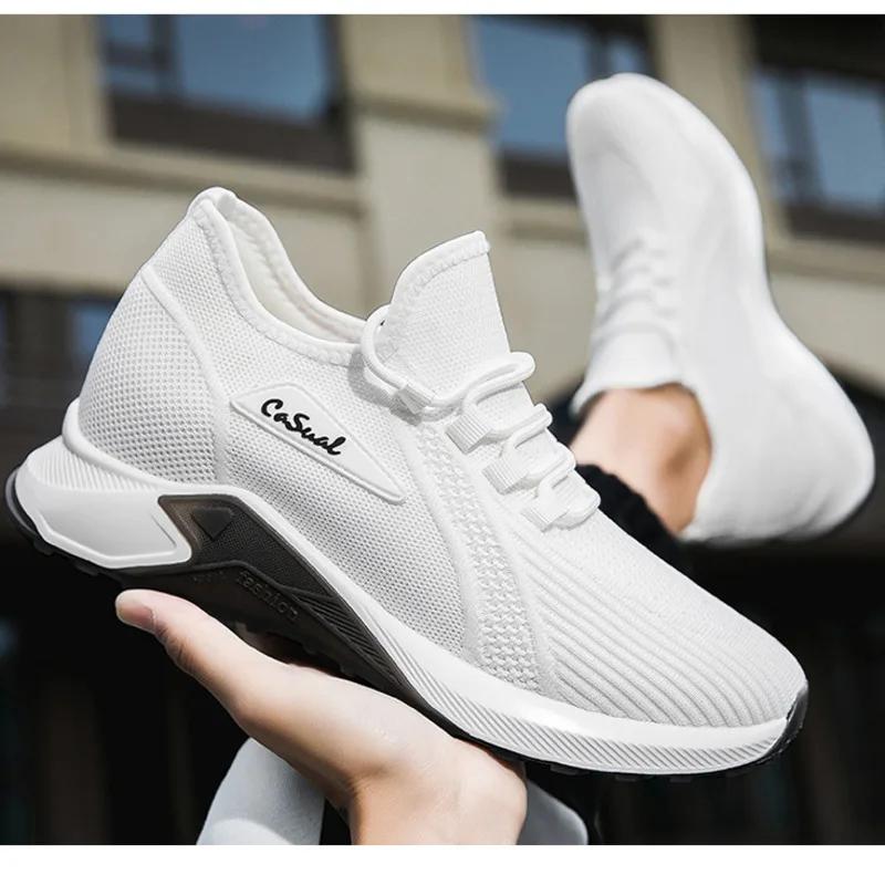 Sneakers Men Elevator Shoes Hidden Heels Breathable Heightening Shoes For Man Increase Insole 10 CM 8 6CM Optional Height Shoes