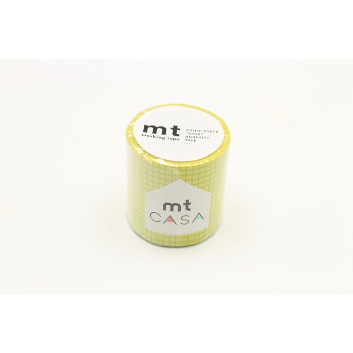 Masking Tape MT Casa Quadrillage 5 Cm Green Yellow Background - Field Mustard