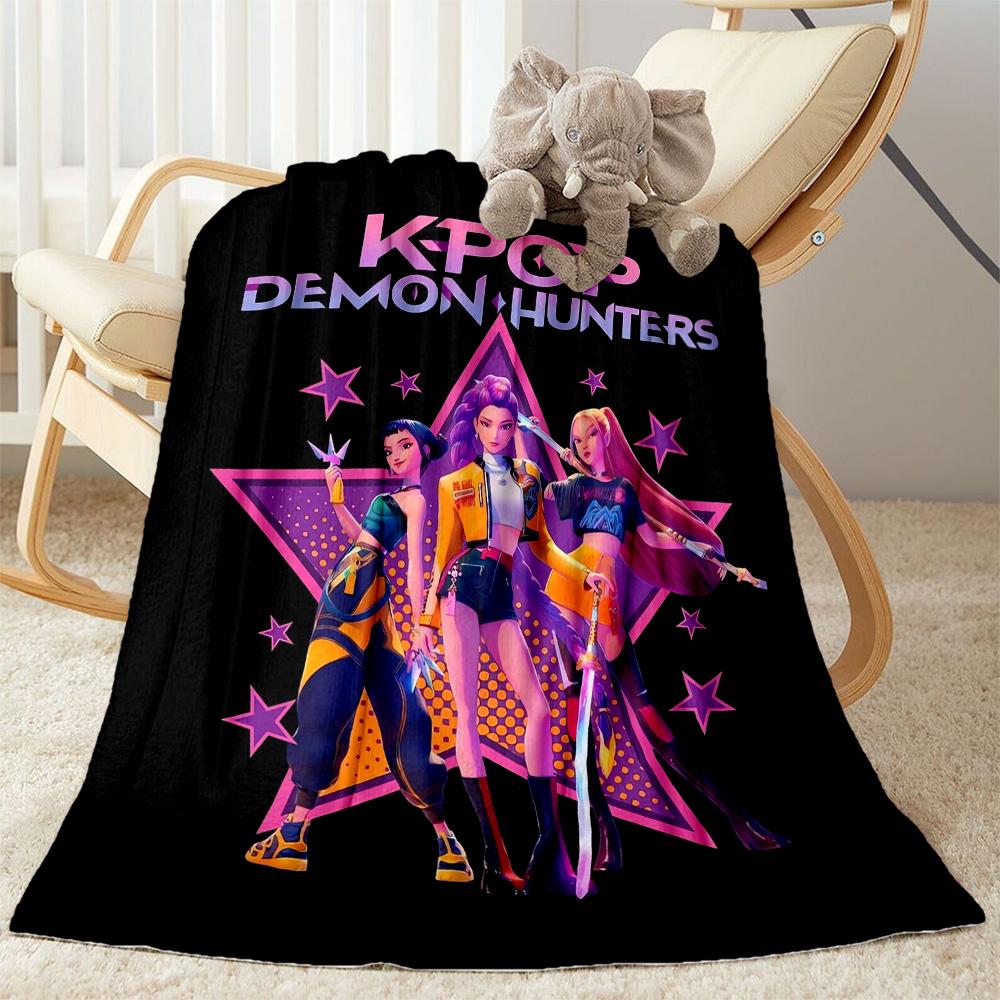 1pc K-Pop Demon Hunters Blanket Comfortable Soft Lightweight Multi Seasonal Blanket Travel Camping Picnics Sofa Office bedroom Perfect Gift Friends