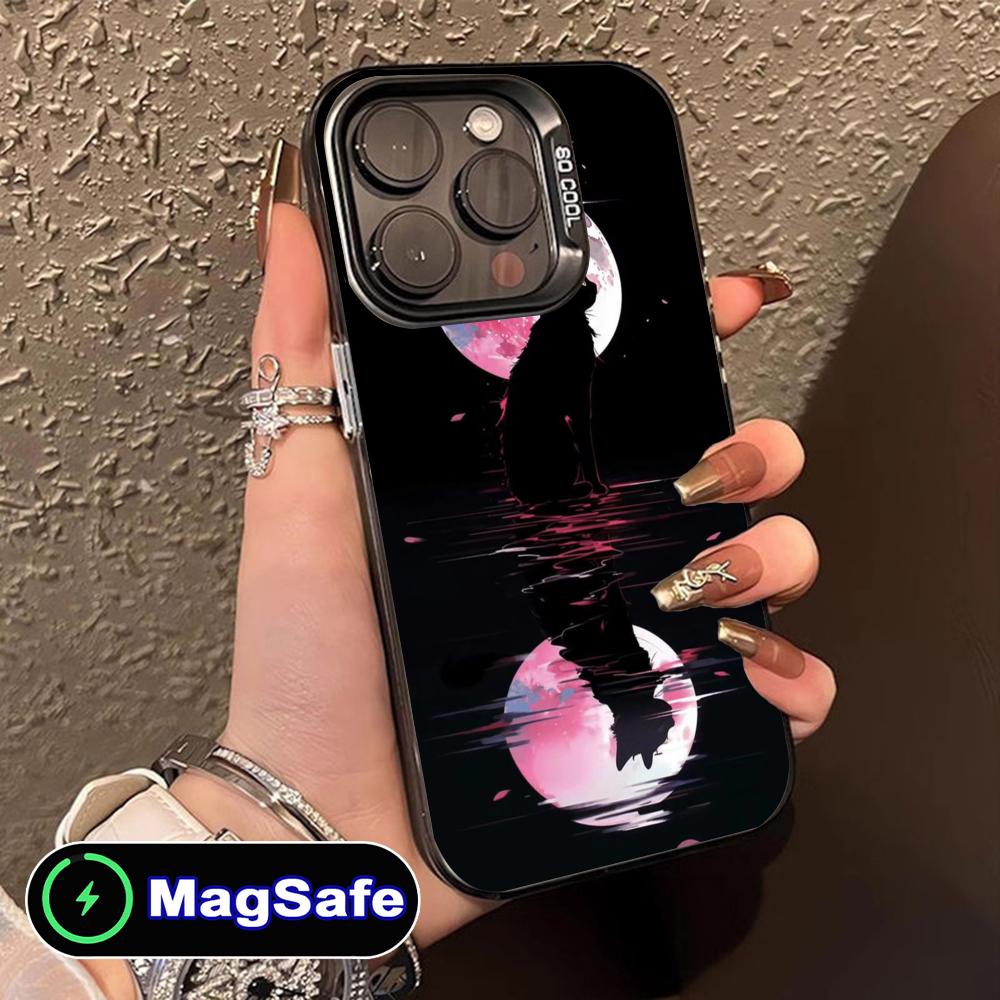 Luna Moon Cat Mobile Phone Case for iPhone 17 16 15 14 13 12 11 Air Pro Max Plus MagSafe Translucent Colorful Cover Cover Pretty