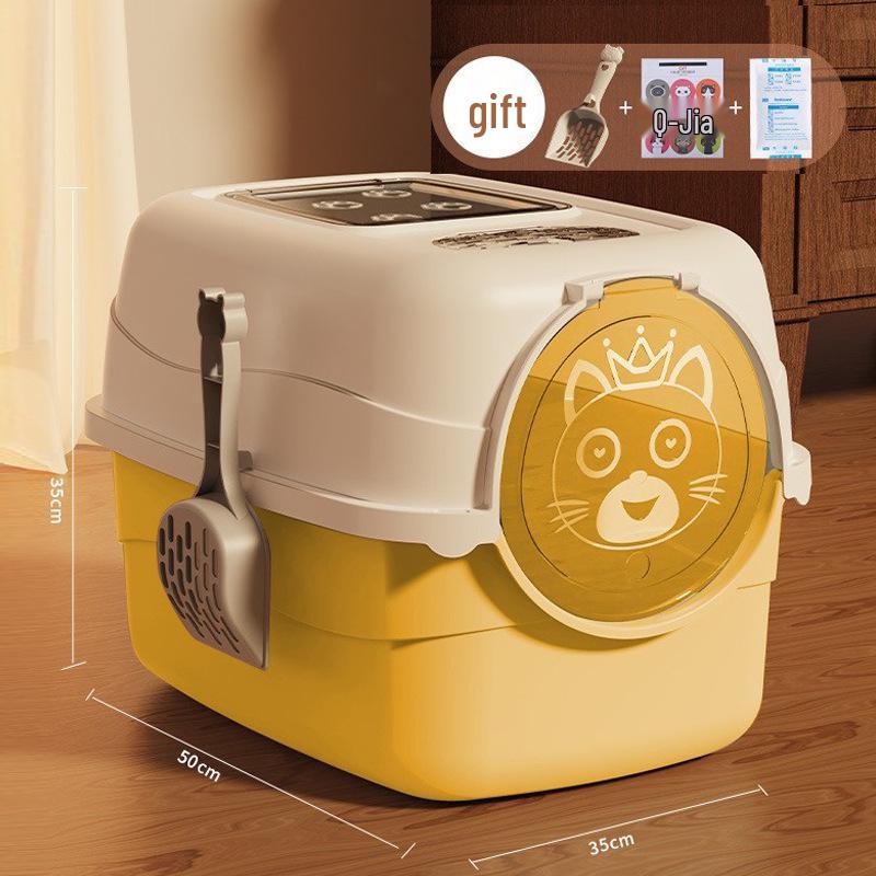 Fully Enclosed Oversized Cat Litter Box with Deodorizing Anti-Splash Design