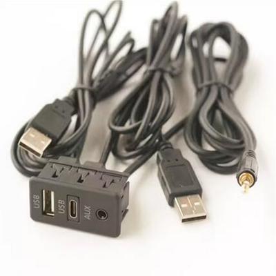 Car Dash Mount AUX Type-C USB Port Socket Panel USB Extension Adapter Cable 1.5m