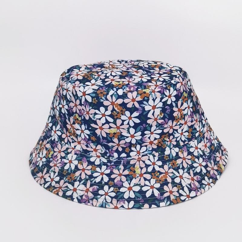 Double Sided Bucket Hat Flower Street Bronzing Print Hip Hop Pot Hat Sun Hat