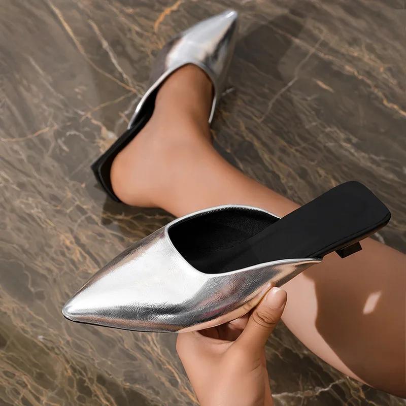 Vintage Women Leopard Print Mules Slippers Fashion Wedding Party 2025 Spring Autumn Low Heel Slides Shoes