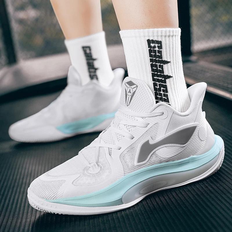 Shock-absorbing Combat Basketball Shoes Men 2024 New Youth Sports Students Professional Breathable Non-slip Sports Footwear