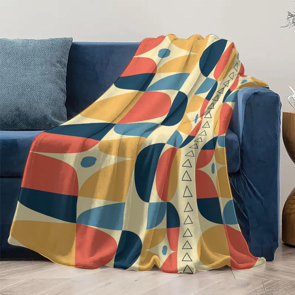 Geometric Pattern Blanket Sofa Bed Throw Cushion Cover Decorative Throw Blanket for Living Room Bedroom Kids Teens