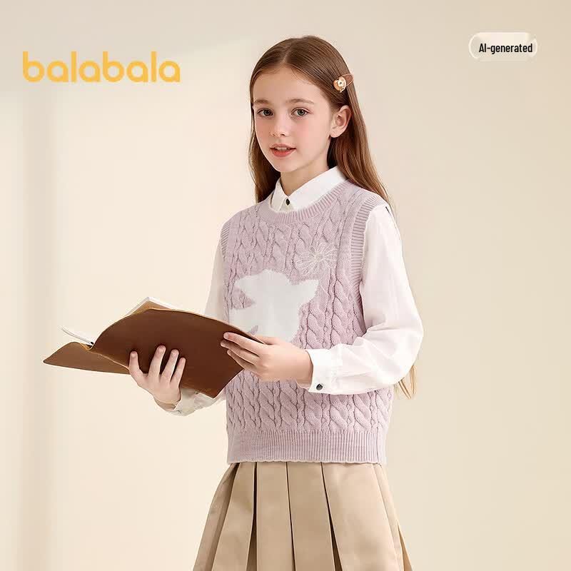 Balabala Girls' Autumn Knitted Vest