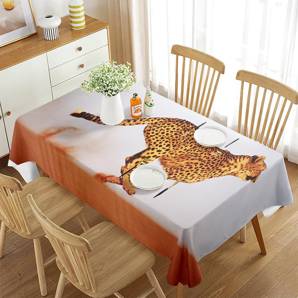 Leopard Rectangular Tablecloth African Safari Animals Tablecloth Home Decor for Outdoor Travel Picnic Mat Kitchen Dining Room