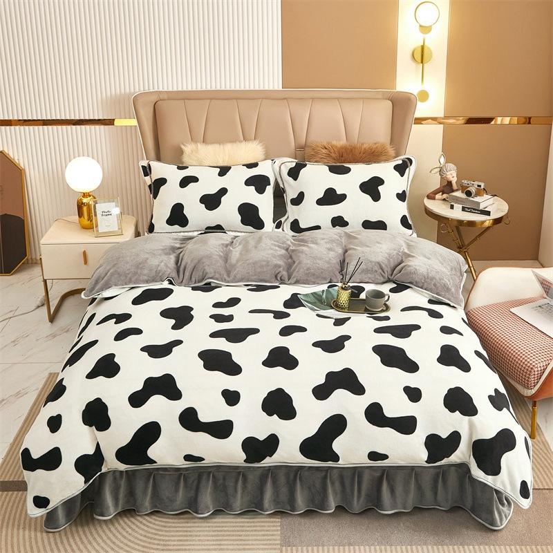 Light Luxury Thickened Milk Fleece Four-Piece Warm Double-Sided Fleece Quilt Cover Baby Fleece Anti-Static Coral Fleece Kit