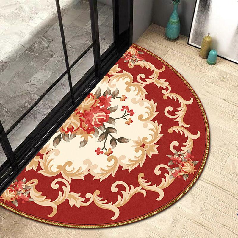 Half Circular Floor Mat Bathroom Non Slip Carpet Household Door Mat Dirt Resistant Foot Mat