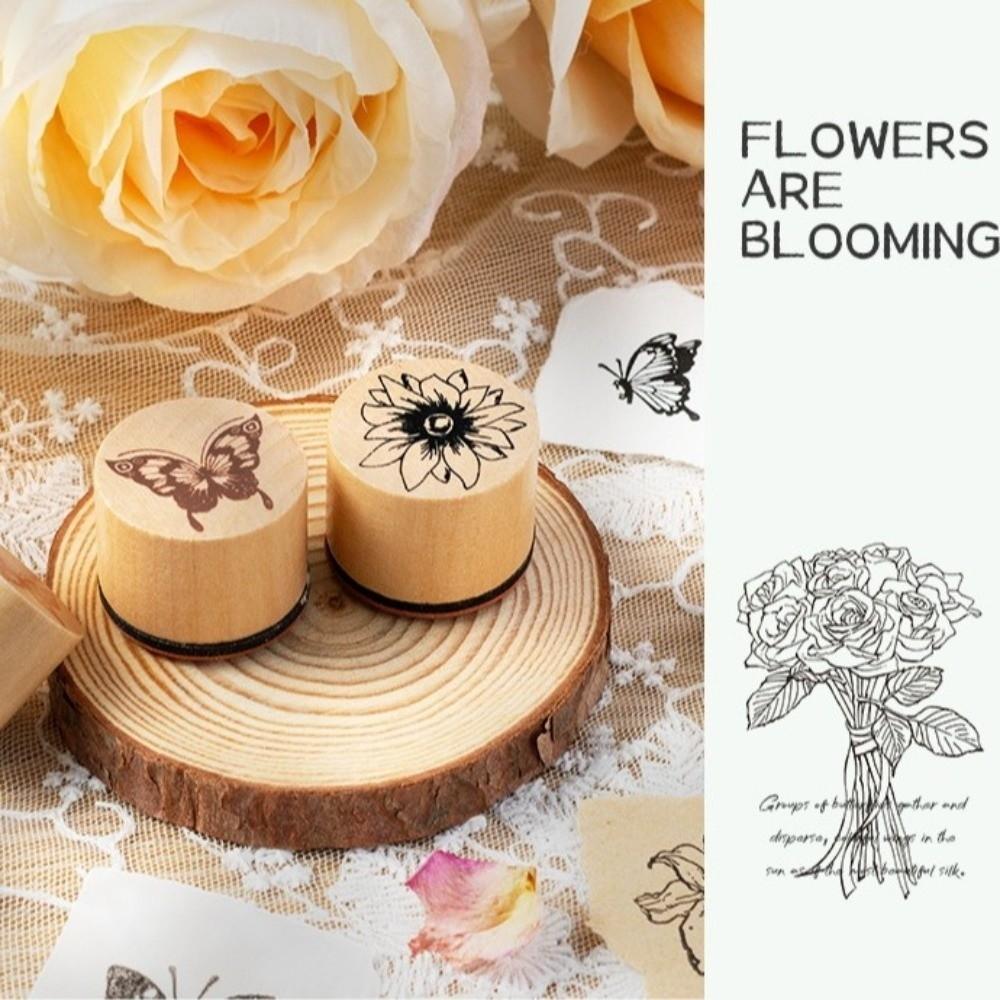 Butterfly Flower Themed Cylindrical Stamp 3 Options Petal Lace Stamp Handbook Craft