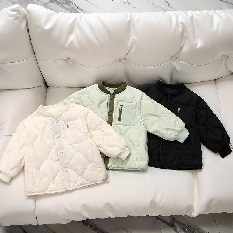 Kids Boys Girl Autumn Winter Solid Color Rounded Neck Coat Warm Windproof Down Jacket Kids Boys Girls Winter Jacket Warm