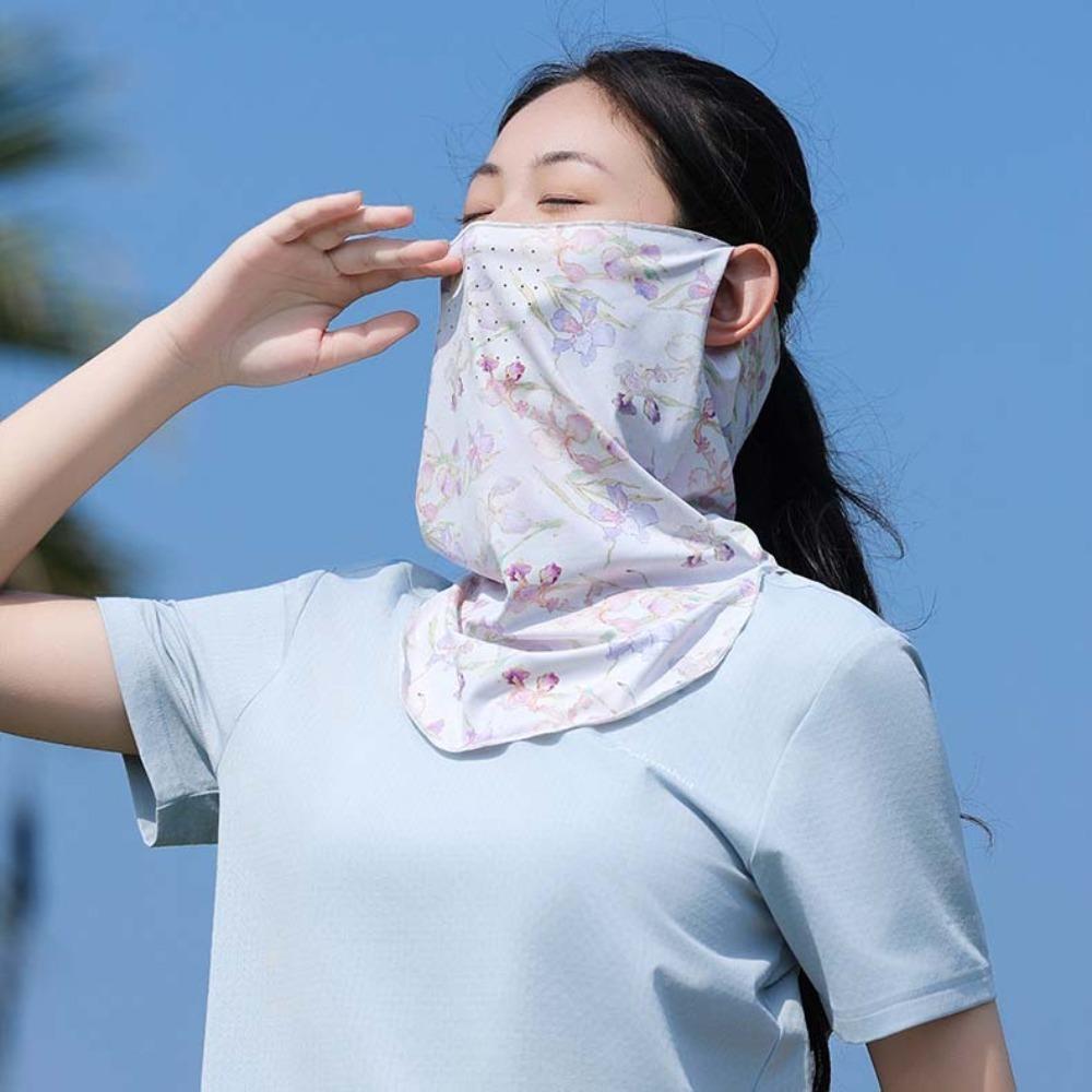 3pcs UPF50+ Ice Silk Sunscreen Sleeves Breathable Women Sunscreen Veil  Neck Wrap Cover