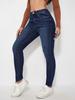 Women's Dark Blue Low Rise Skinny Jeans with High-Quality Finish