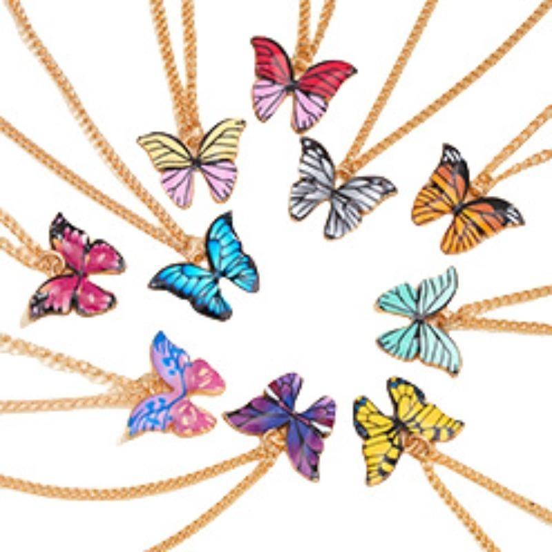 10pcs Y2K Butterfly Pendant Necklaces, Minimalist Elegant Unisex Design, Ideal for Daily Wear, Parties and Gifting.