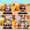 Delightful Wooden Car Ornament Pumpkin Gnome Boo Halloween Decor For Seasonal Celebrations