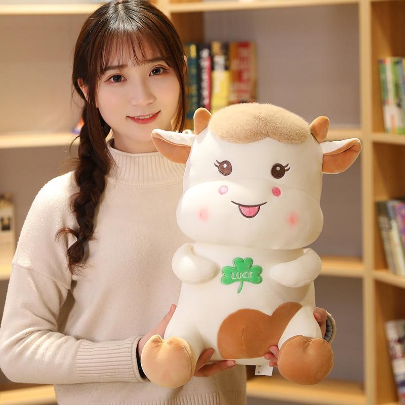 Neues Kawaii Glückskuh Plüschtier Weiches Stofftier Cartoon Tier Rind Puppe Heimdeko Kinder Kinder Geburtstag Weihnachtsgeschenk Beschwichtigen