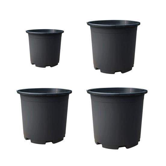Vaso per Piante in Plastica Nera con Fori di Drenaggio Vaso da Gallone con Bordo Rinforzato per Interni Esterni Coltivazione Vivaio Serra