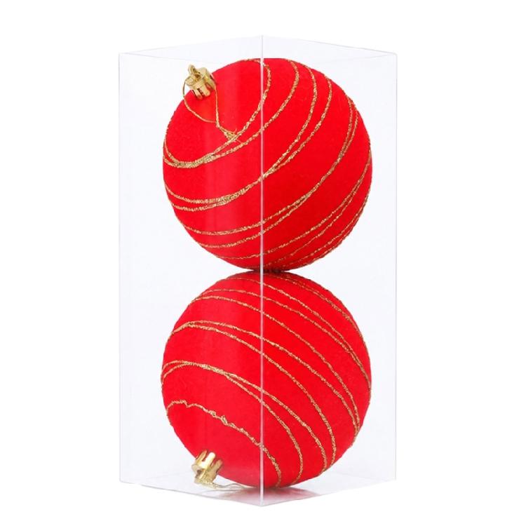 2Pcs Christmas Baubles Ornament Sparkling Velvety Sphere Decoration For Christmas Tree Wreath Mantels Window Display
