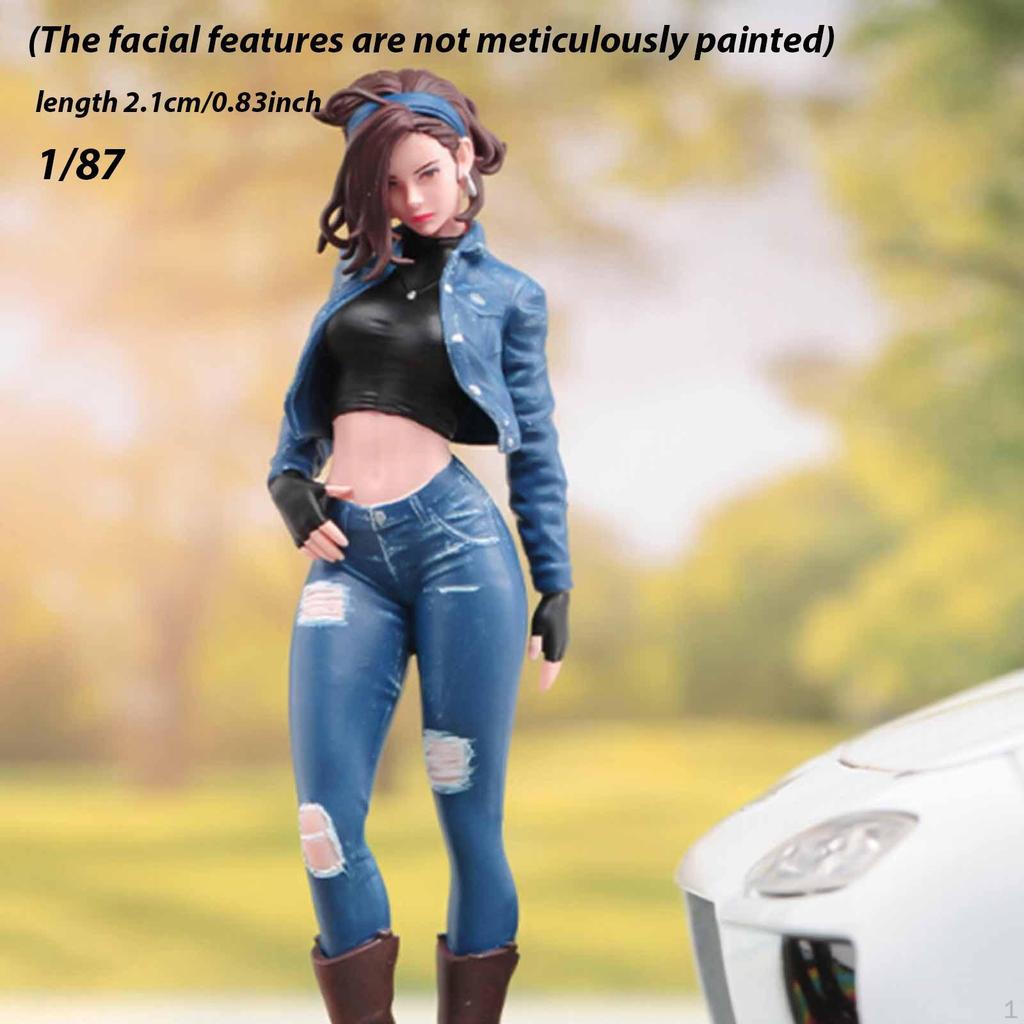 Miniature Girl Figure Model Diorama Female Resin Collectibles Simulation Painted Mini for
