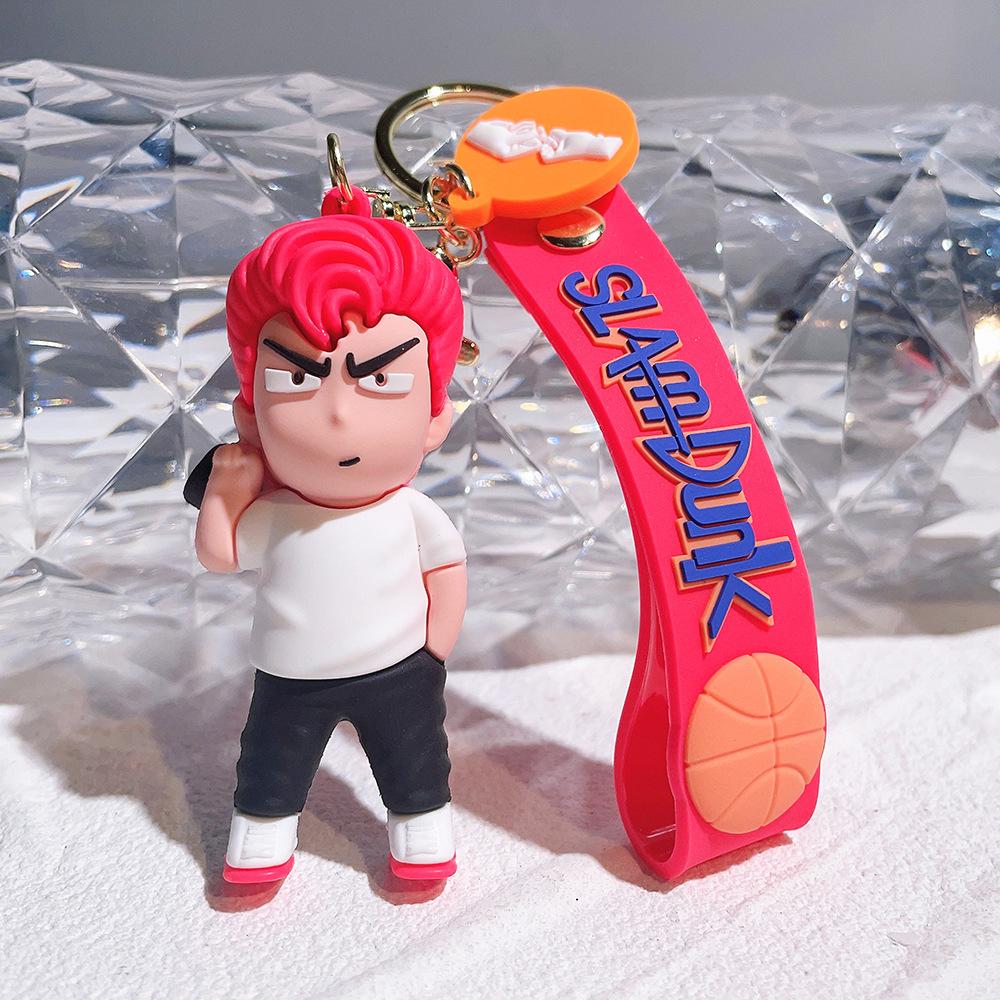 Kawaii Japan Anime Slam Dunk Sakuragi Hanamichi Keychains PVC Cartoon Figure Model Pendant Keyrings Figure Key Toys Gifts
