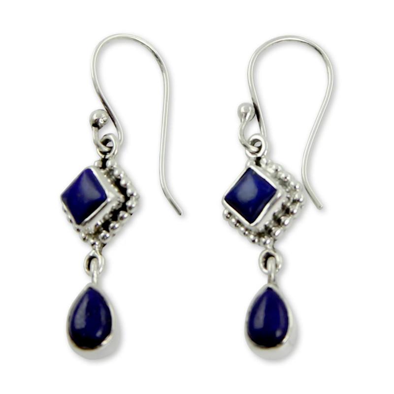Retro Blue Crystal CZ Drop Earrings New Fashion Luxury Style Fashion Silver Color Jewelry For Women Boho Vintage Accessories4