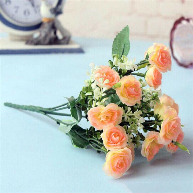 

Beautiful 15 Heads Artificial Silk Rose Bouquet Offering A Lifelike Floral Appearance оранжевый