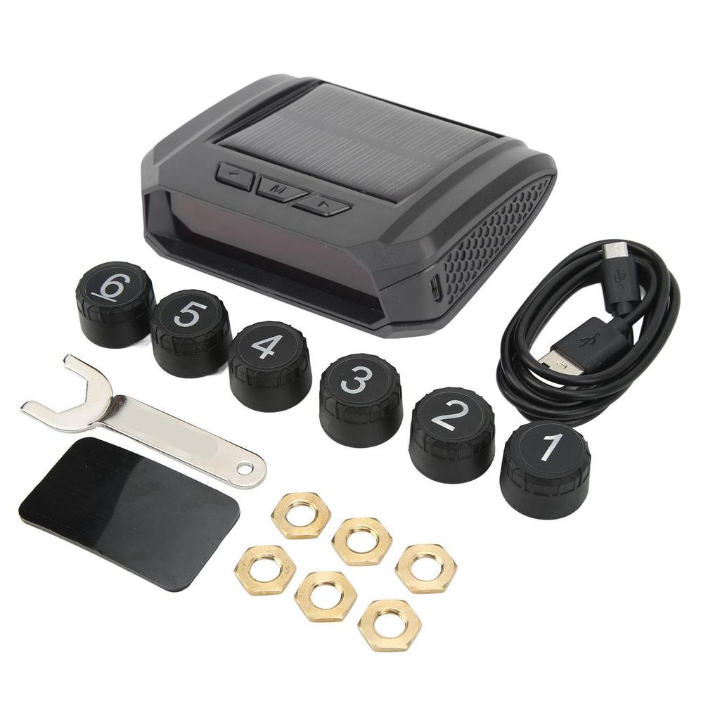 6 Wheel Truck Tire Pressure Monitoring System Wireless Solar Power TPMS Monitor with 6 Sensors for Light Truck RV