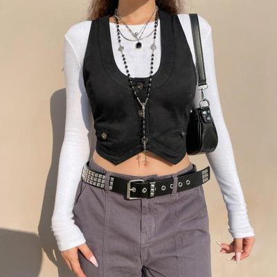Gilet elegante da donna stile punk Gilet con spalle scoperte Vintage collo a forma di U Steampunk Jacquard Weskit Chic Design 2023