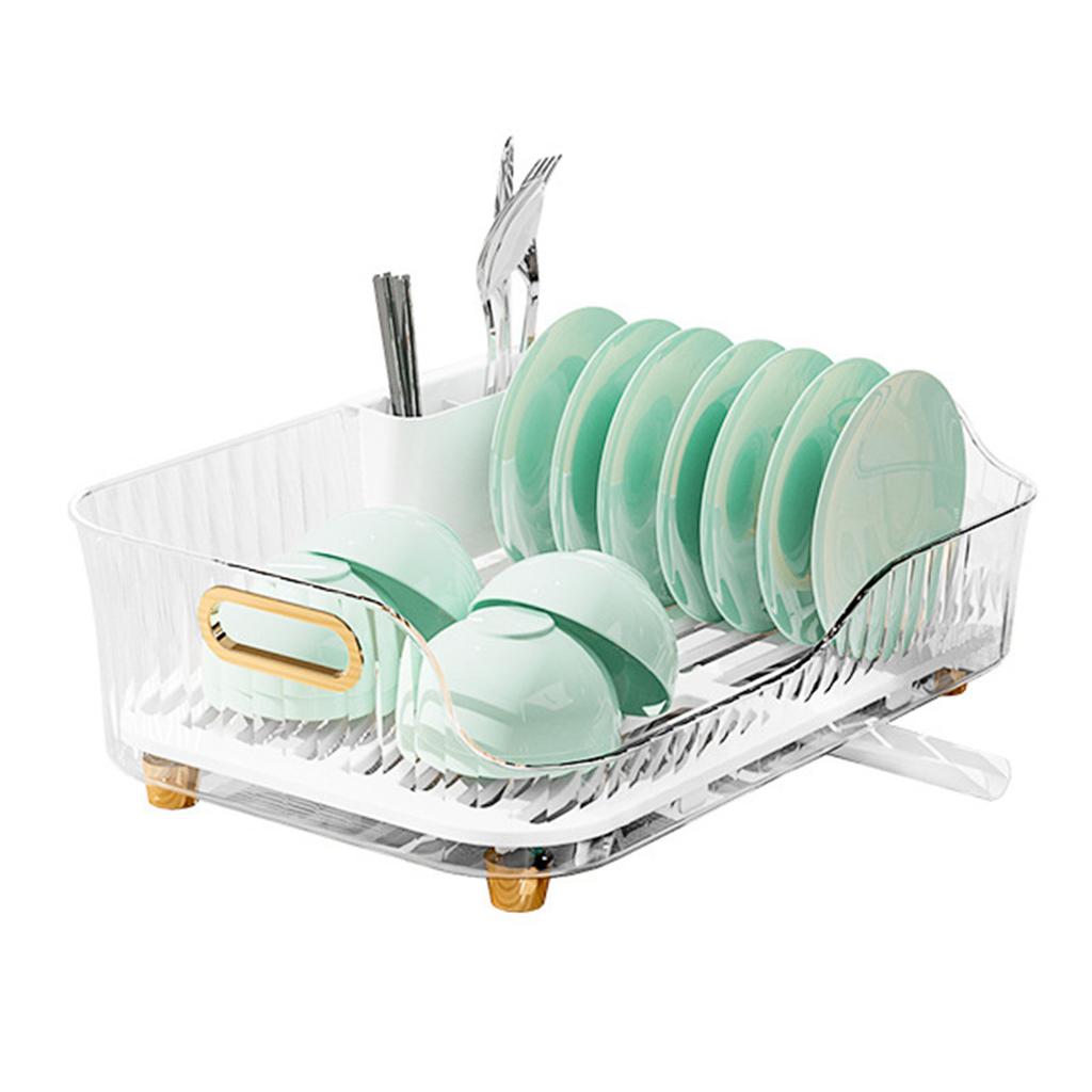Dish Drying Rack Plastic Visualize Diversion Effluent Dish Diversion Rack for Chopsticks Bowl Plate Spoon Transparent
