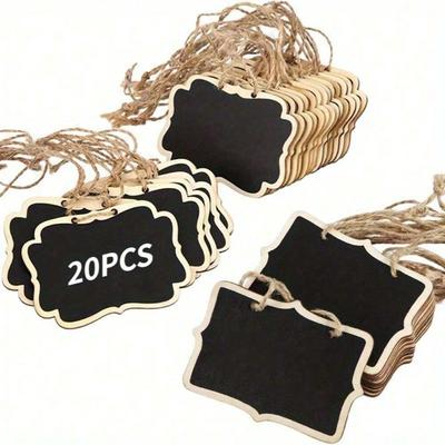 20pcs Chalkboard Tags Hanging Wooden Mini Signs Wooden Tags Hanging Chalkboard Labels Ideal Price Tags, Message Tags