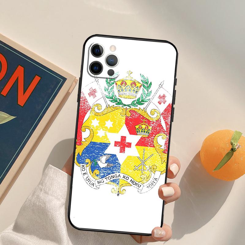 Tongan Coat of Arms Tonga Funda Case For iPhone 16 Pro Max 14 11 12 13 15 Pro Max Mini XR 16e 15 16 Plus Phone Cover