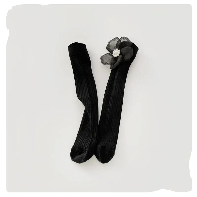 

1 пара детских носков в стиле Лолиты для девочек, милые носки черного, белого цвета с цветочным принтом и бантом для детей, мягкие хлопковые носки для девочек, аксессуары 3-8 Year