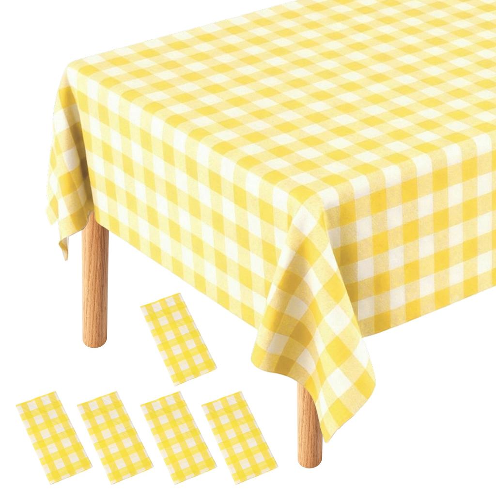5pcs 54 X 108" Gingham Table Cloths Rectangle Plastic Tablecloth Waterproof Table Cover for Dining Birthday Party Kitchen Picnic